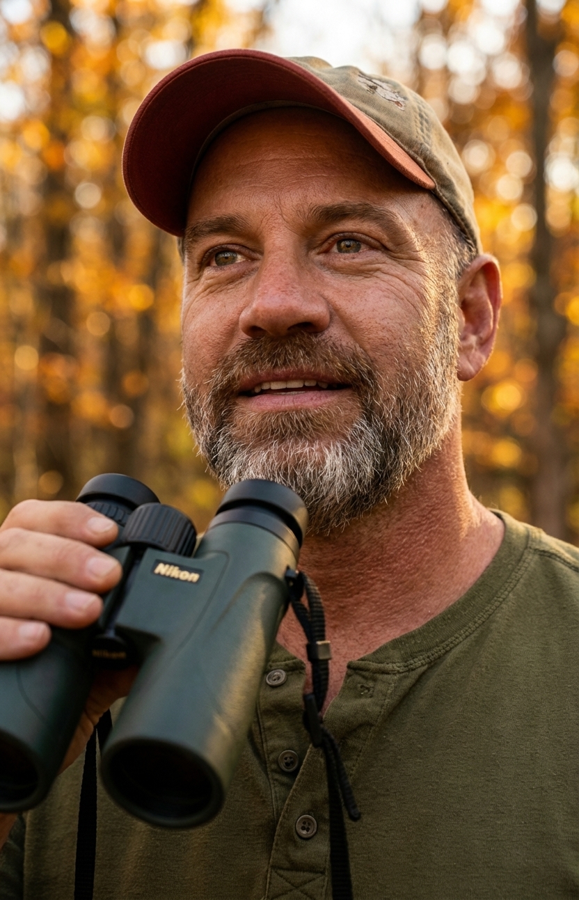 Hank with binoculars